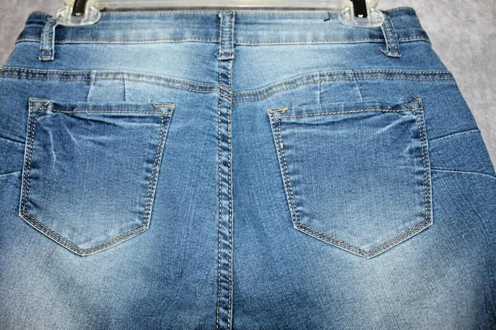 B.O.B Jeans Womens 7 Blue Distressed Ripped Skinny Stretch Denim 5 Pocket